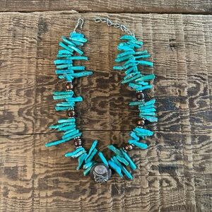 Turquoise and Brown Beaded Necklace